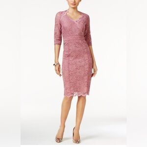 Thalia Sodi Size S Mauve Pink 3/4 Sleeves Lace Sheath Dress New!!
